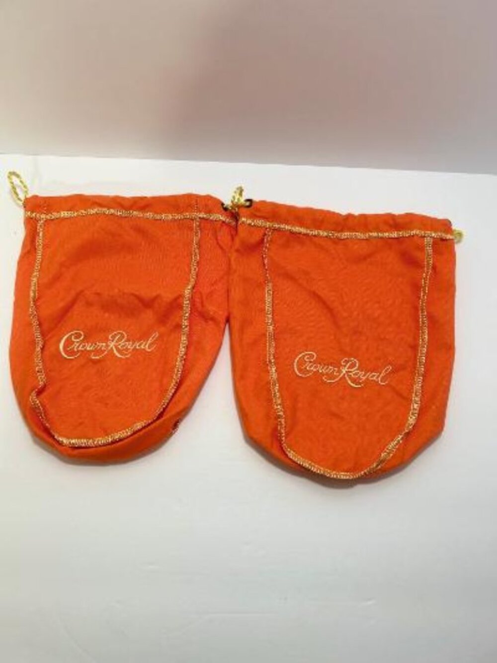 2 Peach Crown Royal 750 Drawstring Bags 9-Inch Length